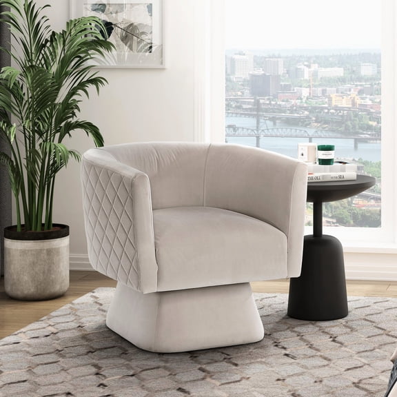 360-Degree Swivel Diamond Patterned Chair / Comfortable Option for Home Living