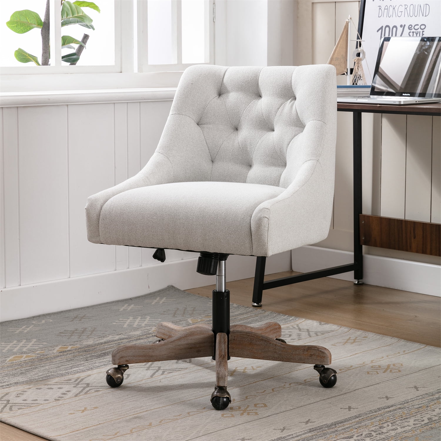 ARCTICSCORPION Linen Fabric Wide Indoor 360° Swivel and Height Adjustable Office Chair, Beige ARCTICSCORPION Linen Fabric Wide Indoor 360° Swivel and Height Adjustable Office Chair, Beige