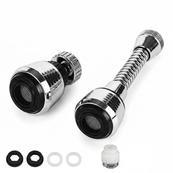 2 Pack 360 Swivel Faucet Aerator Extender, Bendable Dual Flow Sprayer Nozzle, ABS & Stainless Steel for Kitchen, Bathroom & Laundry Sink
