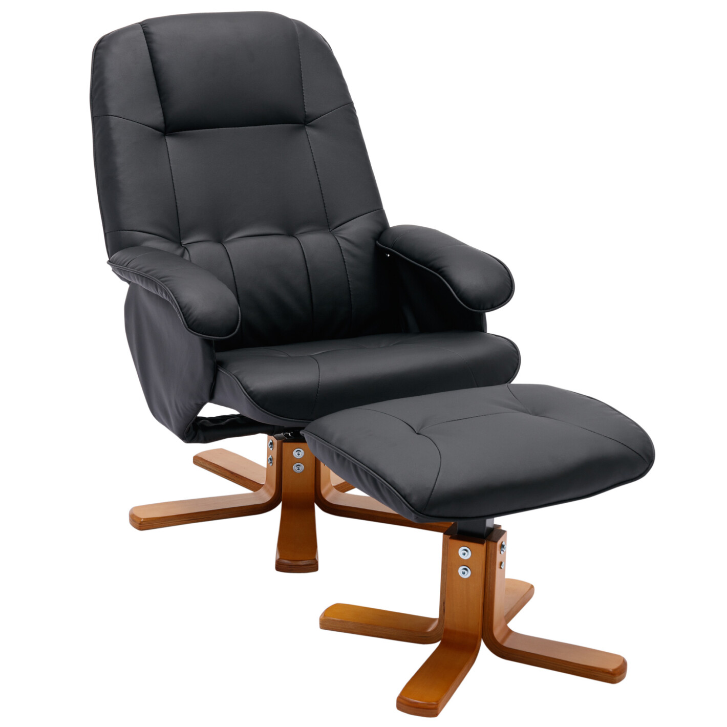 360 Degree Swivel Recliner Chair with Wood Base, Single Recliner Chair