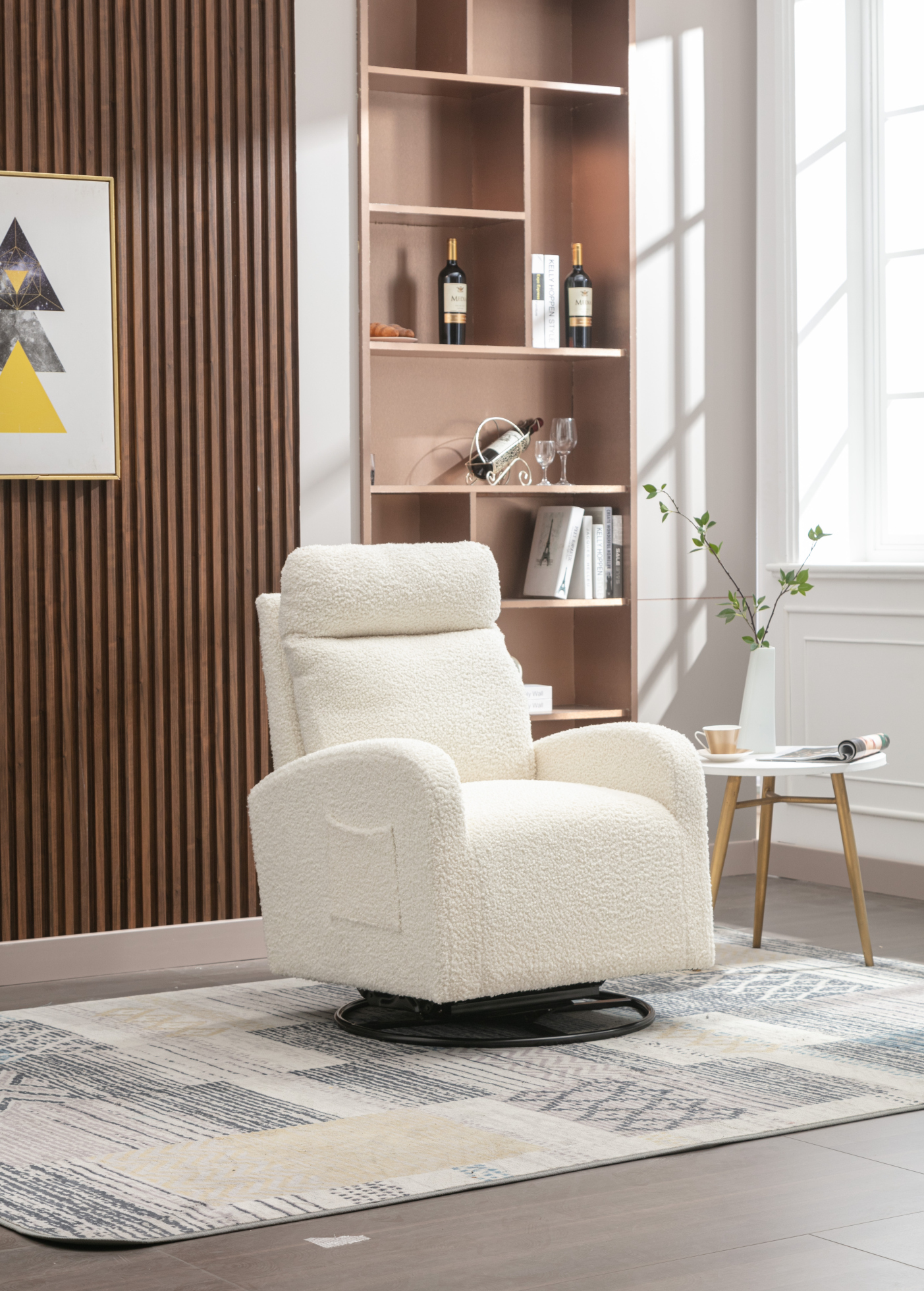 360 Degree Swivel Rocking Chair, Modern Comfy Upholstered Swivel ...