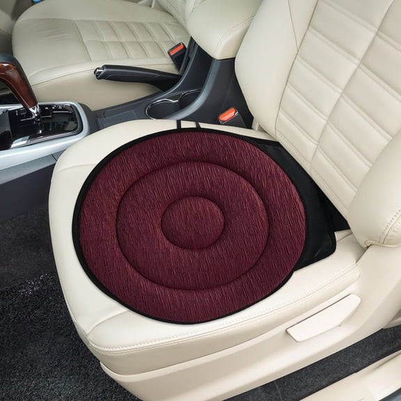 360 Degree Swivel Seat Cushion for Car/Portable Rotating Memory Foam Car Seat Pad/ Non-Slip Auto Round Disc Rotary Chair Cushions Pad for Elderly or Those with Limited Mobility (Wine)