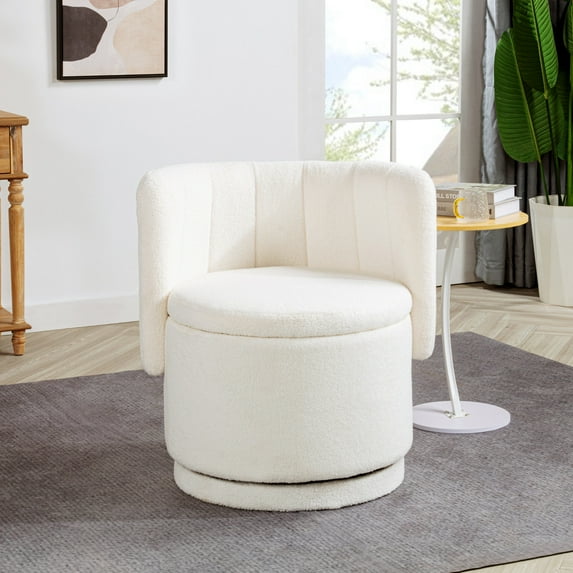 360 Degree Swivel Sofa Chair with Hidden Storage & Ergonomic Design, Plush Upholstered Comfort for Living Room & Bedroom, Beige