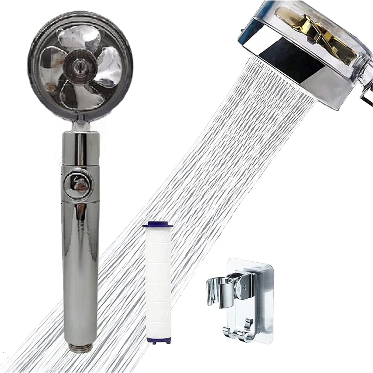 360 Degrees Rotating Handheld Turbocharged Pressure Propeller Shower