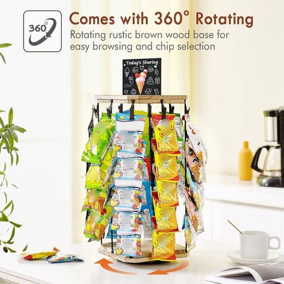 360 Degrees Rotating Wooden Snack Display Stand For Family Snack Time And Party Snack Serving Perfect For Nuts Candy And Fruit B