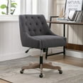 thumbnail image 1 of 360 Degrees Swivel Office Chair, Adjustable Height Upholstered Armless Shell Chair, Accent Desk Chair with Wood Base and Wheels, Modern Leisure Work Chair for Bedroom Living Room Office, Grey, 1 of 6