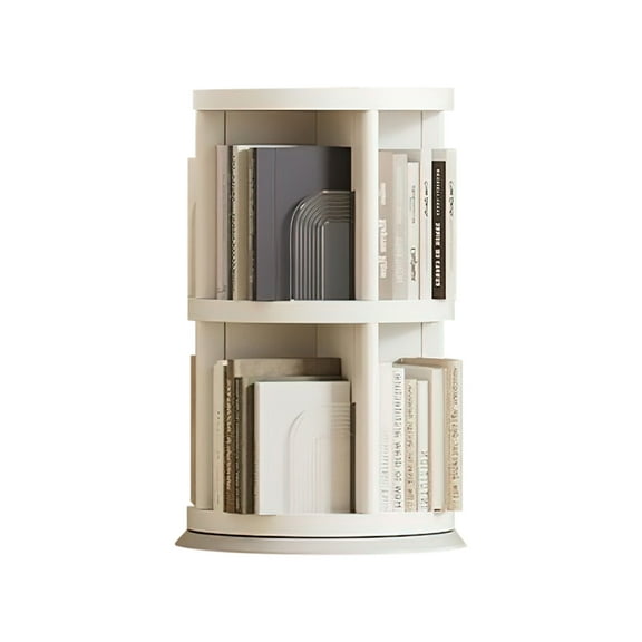 360 Display Rotating Bookshelf, 2 Tier Revolving Bookcase 360 Round Spinning Bookshelf Swivel Corner Book Shelf for Kids Bedroom, Living Room