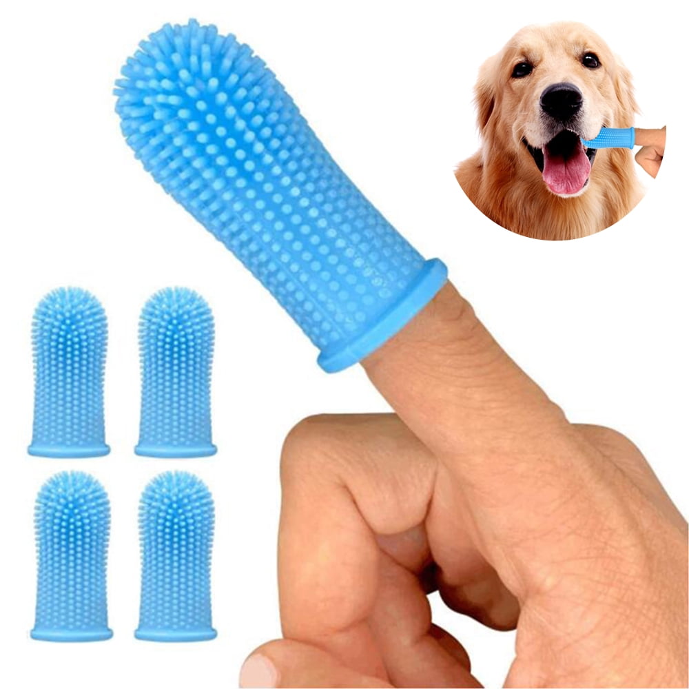 360º Dog Fingerbrush Toothbrush Kit (4Pack), Easy Teeth Cleaning