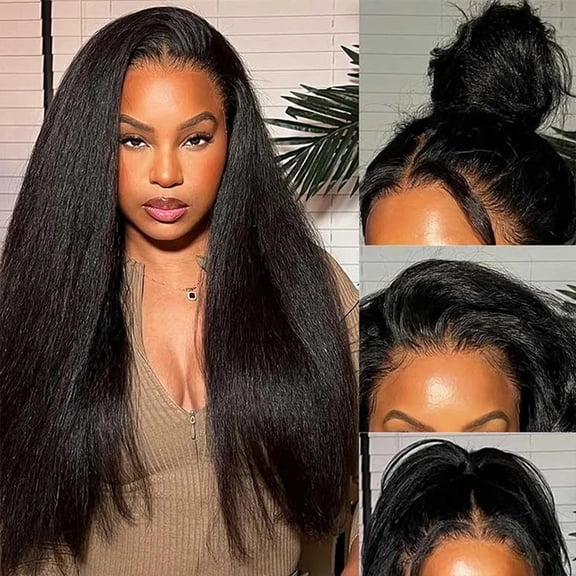 360 Drawstring Lace Front Wigs Human Hair Pre Cut Invisible Strap Kinky Straight Glueless Full Lace Human Hair Wigs With Drawstring 22 inch