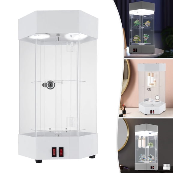 360 Electric Jewelry Rotating Clear Display Case with Built in LED 10.63"x18.9"