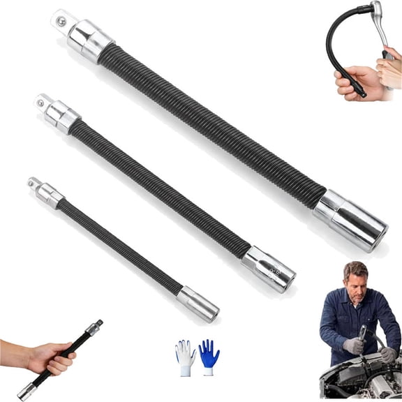 360° Electric Wrench Sleeve Universal Extension Rod, 2026 New Flexible Shaft Extension High Torque Spring Steel Extension, Flex Reach Extensions Bar for Tight Spaces, Automotive, DIY Projects