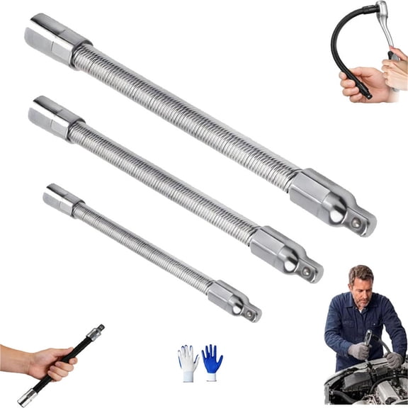 360° Electric Wrench Sleeve Universal Extension Rod, 2026 New Flexible Shaft Extension High Torque Spring Steel Extension, Flex Reach Extensions Bar for Tight Spaces, Automotive, DIY Projects