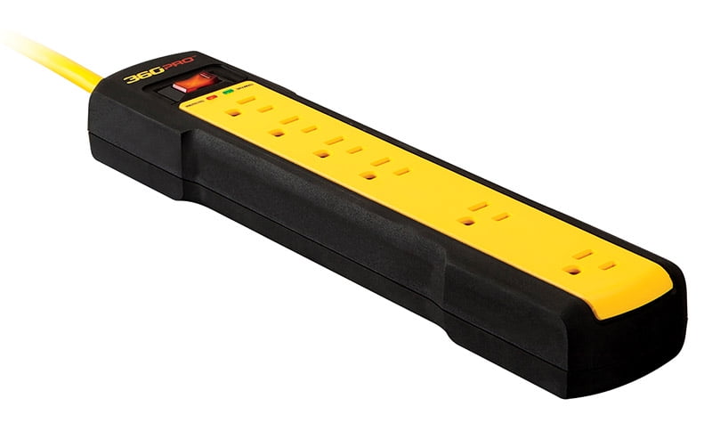 Heavy-Duty 8 ft Yellow and Black 6-Outlet Surge Power Strip