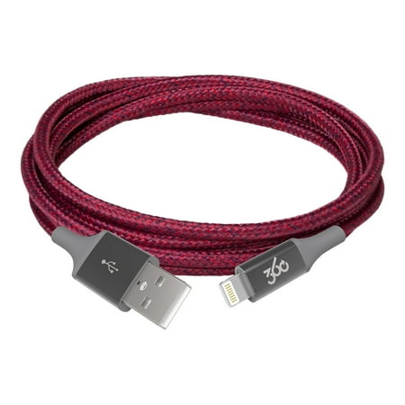 360 Electrical - Habitat 4' USB-to-Lightning Charge-and-Sync Cable - Cranberry
