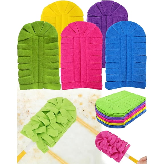 360° Electrostatic Duster Refills, 4X High-Density Microfiber Duster Refills for Deeper Cleaning, Washable & Reusable Dusting Pads, Super Static Power, Grabbing Dust in Just 1 Second (5pcs)
