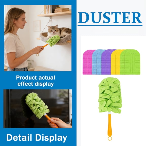 360° Electrostatic Duster Refills, Reusable Washable Microfiber Dusting Covers for Daily Home Cleaning, Soft Replacement Sleeves for Multi-Surface Use Multicolor