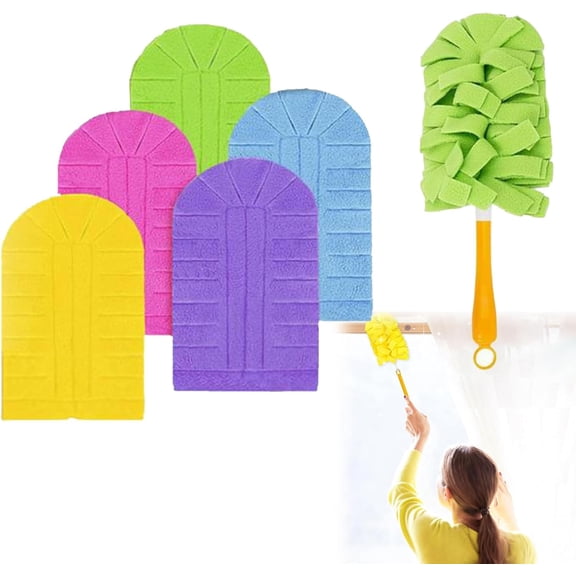 360° Electrostatic Duster Refills — The Sustainable Choice for a Dust-Free Home, Reusable Duster Refills, 360 Heavy Duty Duster Refills for Cleaning, Office, Ceiling Fan (1 Handle + 5 Refills)