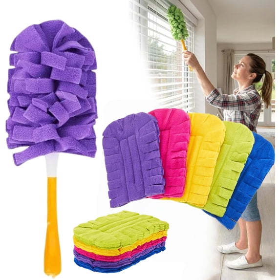 360° Electrostatic Duster Refills, Sustainable Choice for a Dust-Free Home, Washable & Reusable Duster Refills, for Furniture Electronics Blinds (1 Handle + 5 Refills)
