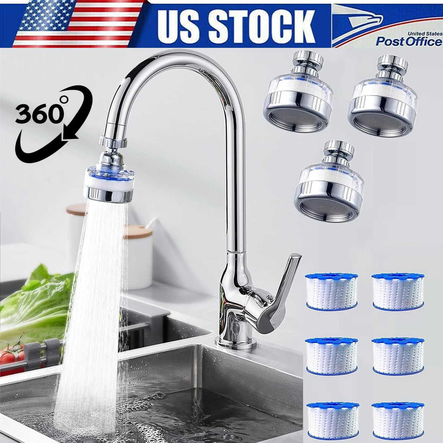 360 Faucet Water Filter Tap Filtration Kitchen Sink Mount Purifier System Us