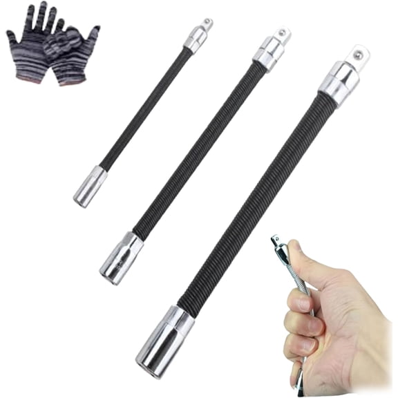 360 Flex Rod for Impact,1/2 Flexible Shaft Extension Extender Torque Socket, 3/8", 1/4", 1/2" Drive Bar,Hand Drill Flex Rod for Ratchet & Power Tools, For Automotive Repair,Tight Spaces (3Mix)