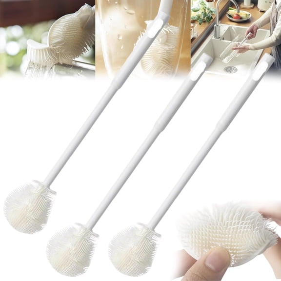 360° Flexible Silicone Bottle Brush with Long Handle, 2026 New Bottle Cleaning Brush, Deep Cleaning Brush for Narrow Neck Bottles, Water Bottles, Baby Bottles, Flasks Soft Bottle Brush