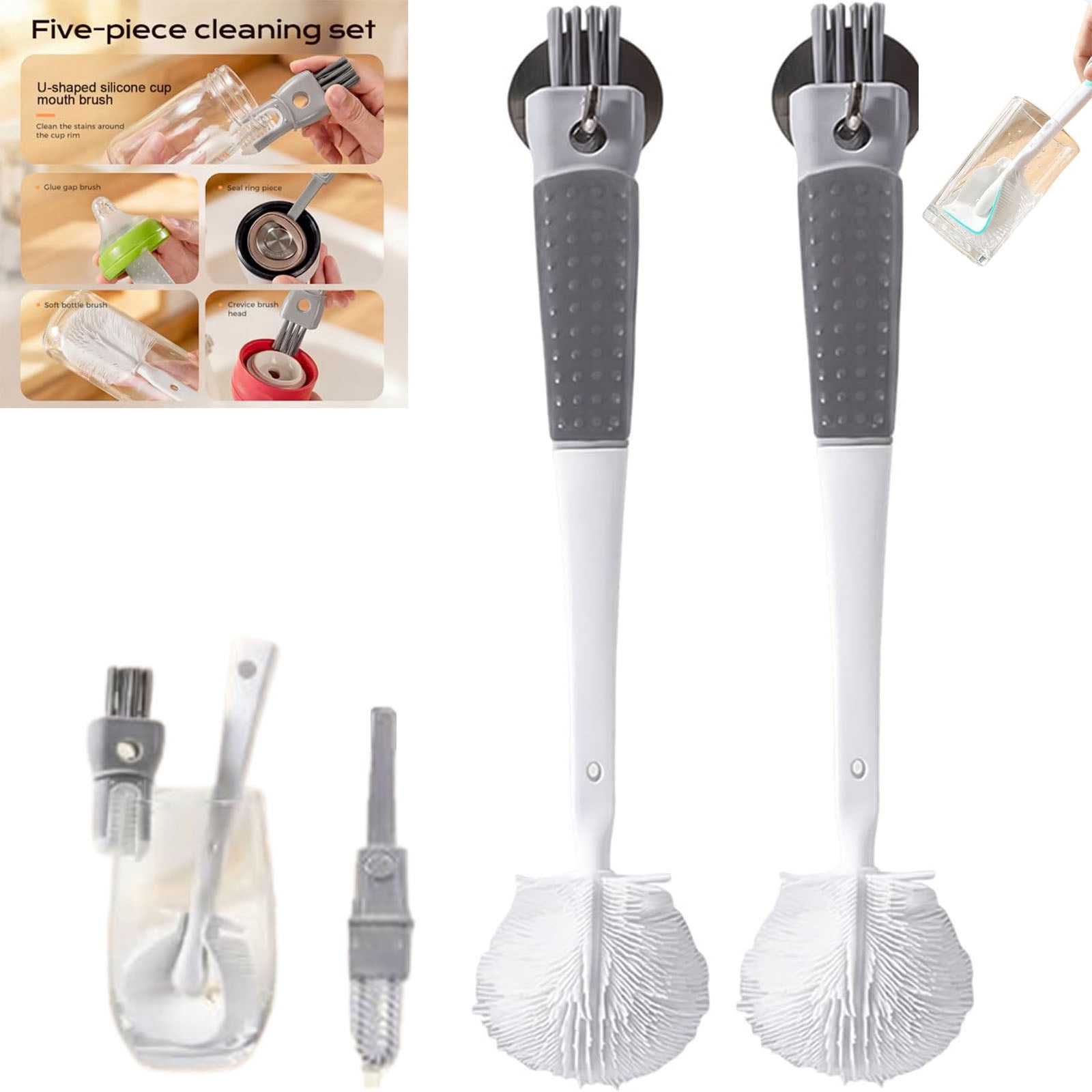 360° Flexible Silicone Bottle Brush with Long Handle, New Bottle Cleaning Brush, Deep Cleaning Bottle Cleaner for Narrow Neck Bottles, Water Bottles, Baby Bottles & Glassware