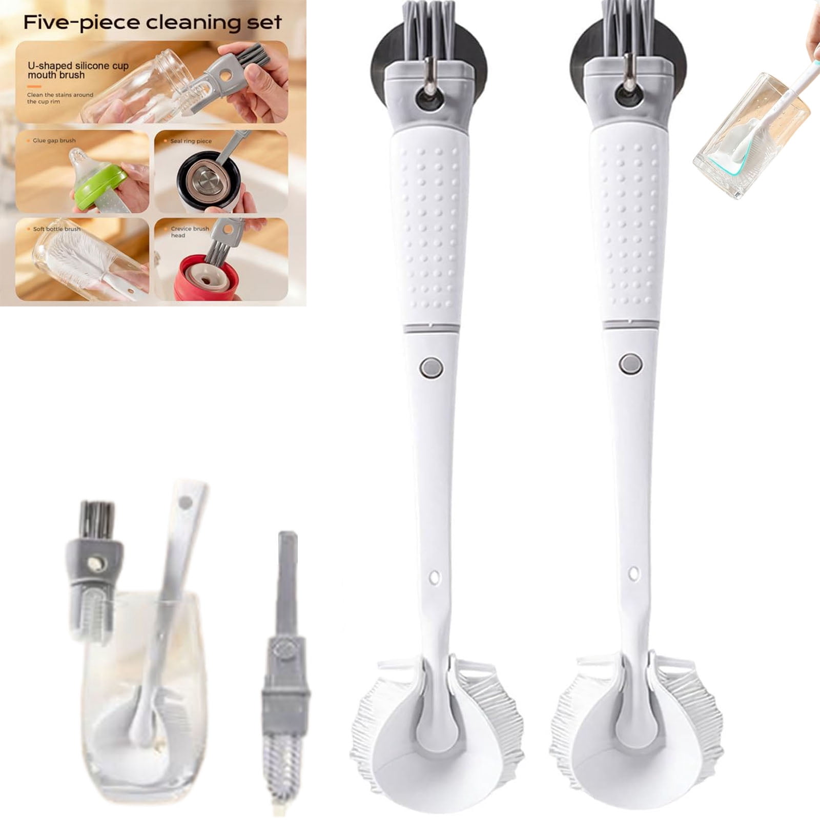 360° Flexible Silicone Bottle Brush with Long Handle, New Bottle Cleaning Brush, Deep Cleaning Bottle Cleaner for Narrow Neck Bottles, Water Bottles, Baby Bottles & Glassware