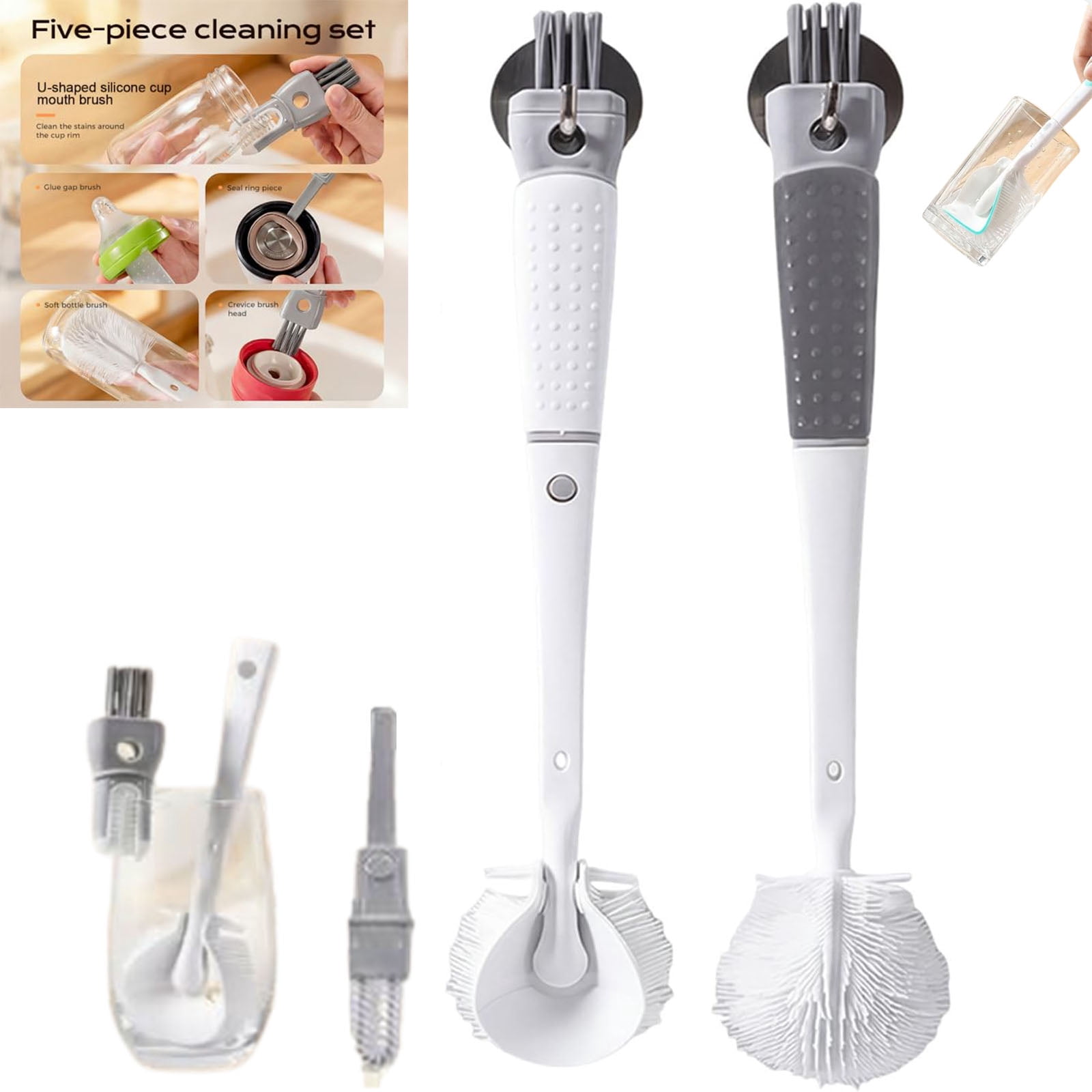 360° Flexible Silicone Bottle Brush with Long Handle, New Bottle Cleaning Brush, Deep Cleaning Bottle Cleaner for Narrow Neck Bottles, Water Bottles, Baby Bottles & Glassware