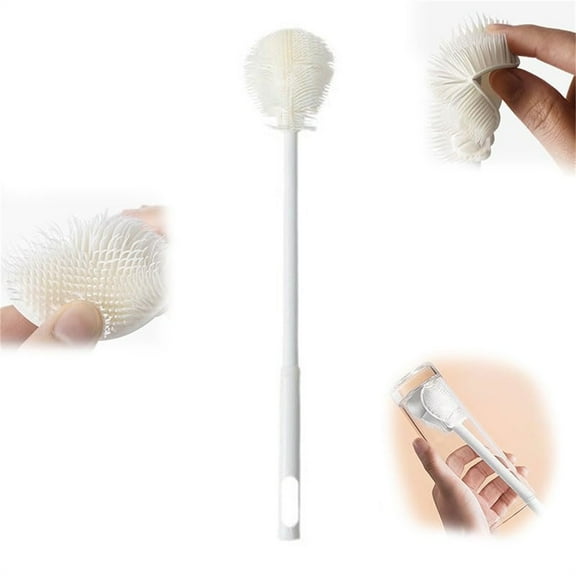 360° Flexible Silicone Bottle Brush with Long Handle – Deep Cleaning Brush for Narrow Neck Bottles, Water Bottles, Baby Bottles, Flasks (1pcs)