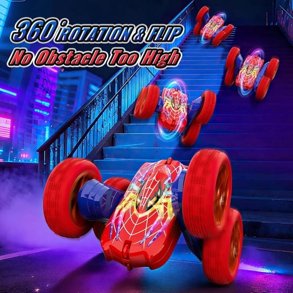 360 Flip RC Stunt Car for Kids, Dual Motors All-Terrain Remote Control Car with LED Lights, Double-Sided 4WD Toy Car for Boys Age 3 4 5 6 7 8 9 10 11 12 Years Old