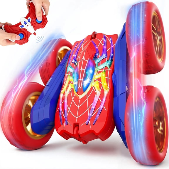 Waopuil Spider RC Car for Kids, 4WD Double Sided 360° Rotating Remote Control Car with Light and 2 Battery, Birthday Gifts for Boys Girls 3-12