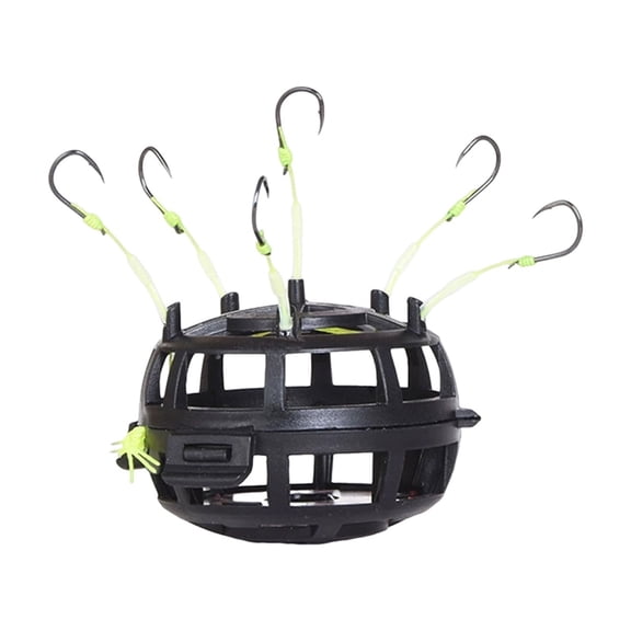 360° Floating Bait Cage Fishing Hooks - Black Color, Multi - Hook Design For Effective Lure Dispersion, For Freshwater And Saltwater Fishing Enthusiasts