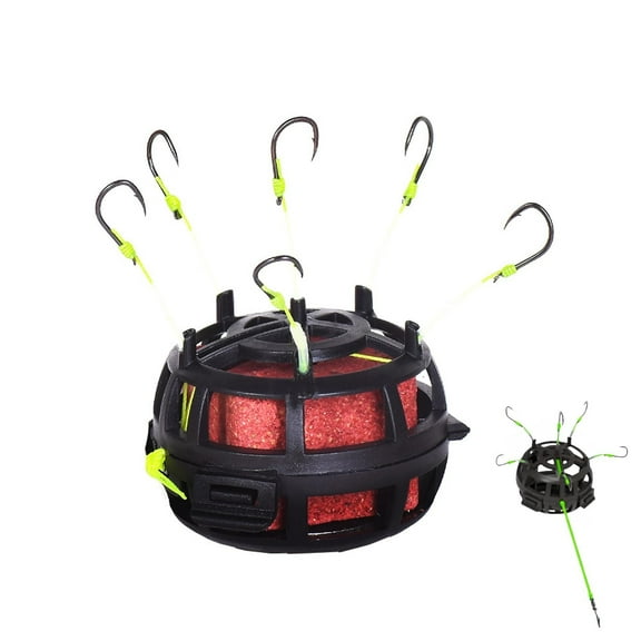 360° Floating Cage Fishing Hook All-In-One System With 6 Sharp Hooks And Spacious Cage To Attract Fish Faster, 360° Rotating Suspension Ensures Hooks Present At Every Angle For