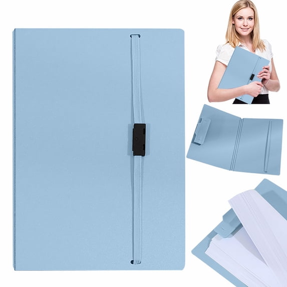 360° Foldable A5 Waterproof PP Clipboard Folder, Built-in Clip with Strap, Portable Document Holder for Office Meetings & Daily Work