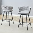 thumbnail image 1 of 360° Free Rotation Modern Bar Stools with Breathable Linen Cushions for Kitchen or Dining Seating, Set of 2, 1 of 11