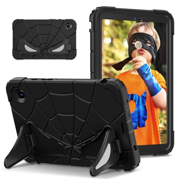 360°Full Protection Shockproof Tablet Case for Samsung Galaxy Tab A9 8.7 inch SM-X110 X115 X117, Hard Plastic Frame + Shell + Flexble Soft Silicone, Full Body Cover, Black + Black
