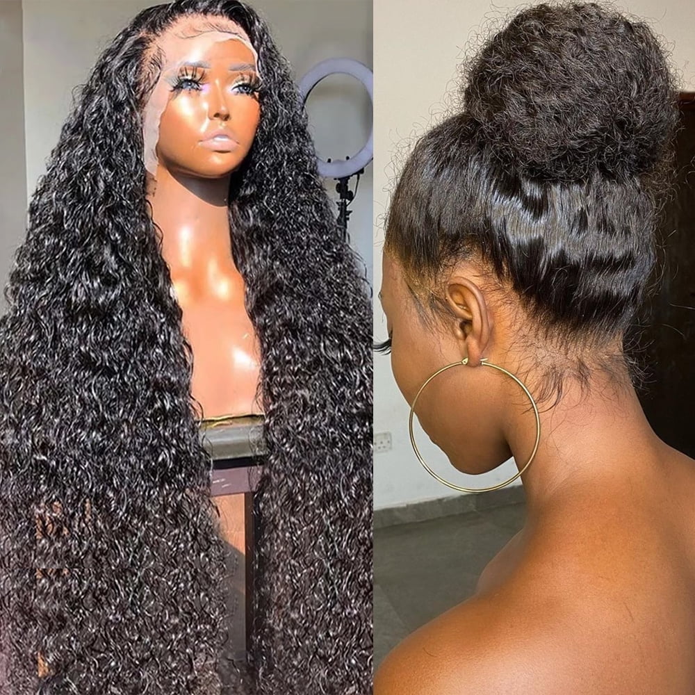 360 Glueless Full Lace Wig Curly Human Hair Wigs 36 Inch 13x6 UTOURS Lace Frontal Wigs For Women Water Wave Transparent