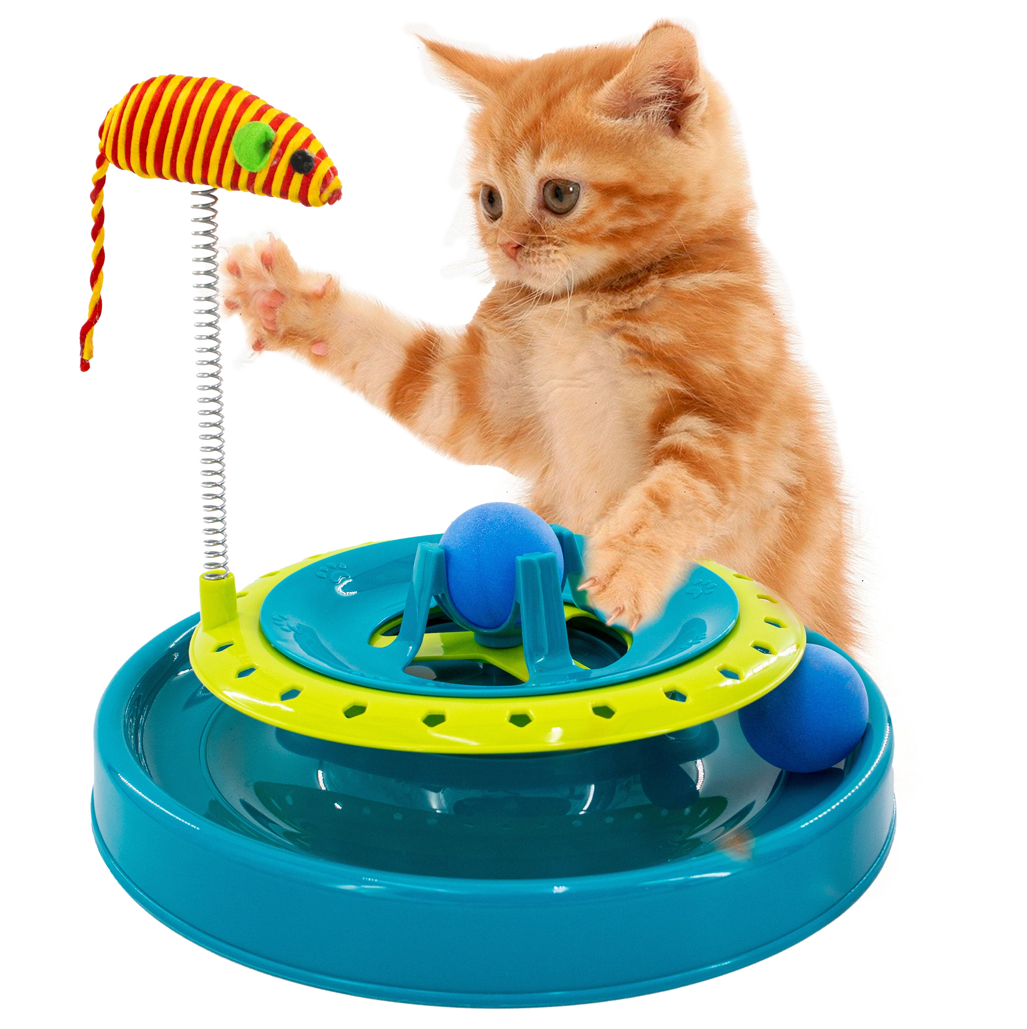 360 Interactive Cat Mouse Track Toy Rolling Ball Toy Spring
