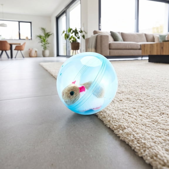 360° Interactive Rolling Ball for Cats & Dogs - Automatic Self-Moving Pet Toy with Obstacle Avoidance, Plastic Clear Shell with Mouse, 1 Pack