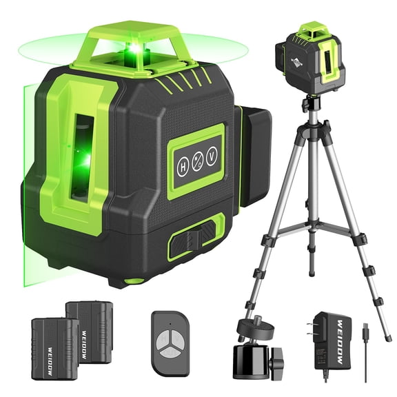 360 Laser Level with Tripod 40in, Self Leveling Laser Level with Pulse Mode, Li-ion Battery*2 Green Line Laser Leveler Tool for DIY Project