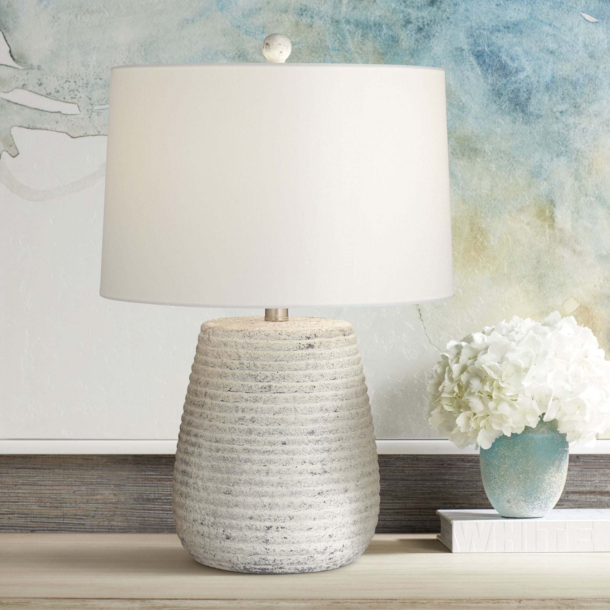 360 Lighting 23" High Small Mid Century Modern Accent Table Lamp Handcrafted Sandstone Finish Ceramic Living Room Colors May Vary