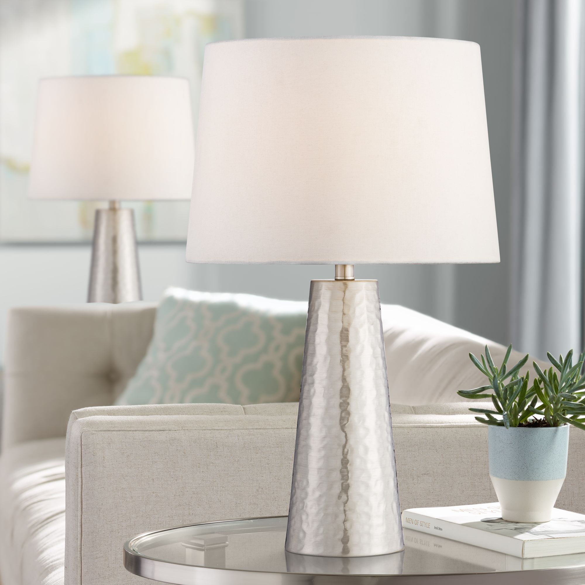 Tall Cylinder Modern Table Lamps Set