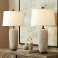 thumbnail image 1 of 360 Lighting Anna 27 1/4" Tall Modern Coastal Table Lamps Set of 2 Beige Pebbled White Shade Living Room Bedroom Bedside, 1 of 10