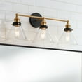 thumbnail image 1 of 360 Lighting Burke Industrial Wall Light Black Brass Hardwire 28" 3-Light Fixture Clear Glass Shade for Bedroom Bathroom Vanity Reading Living Room, 1 of 9