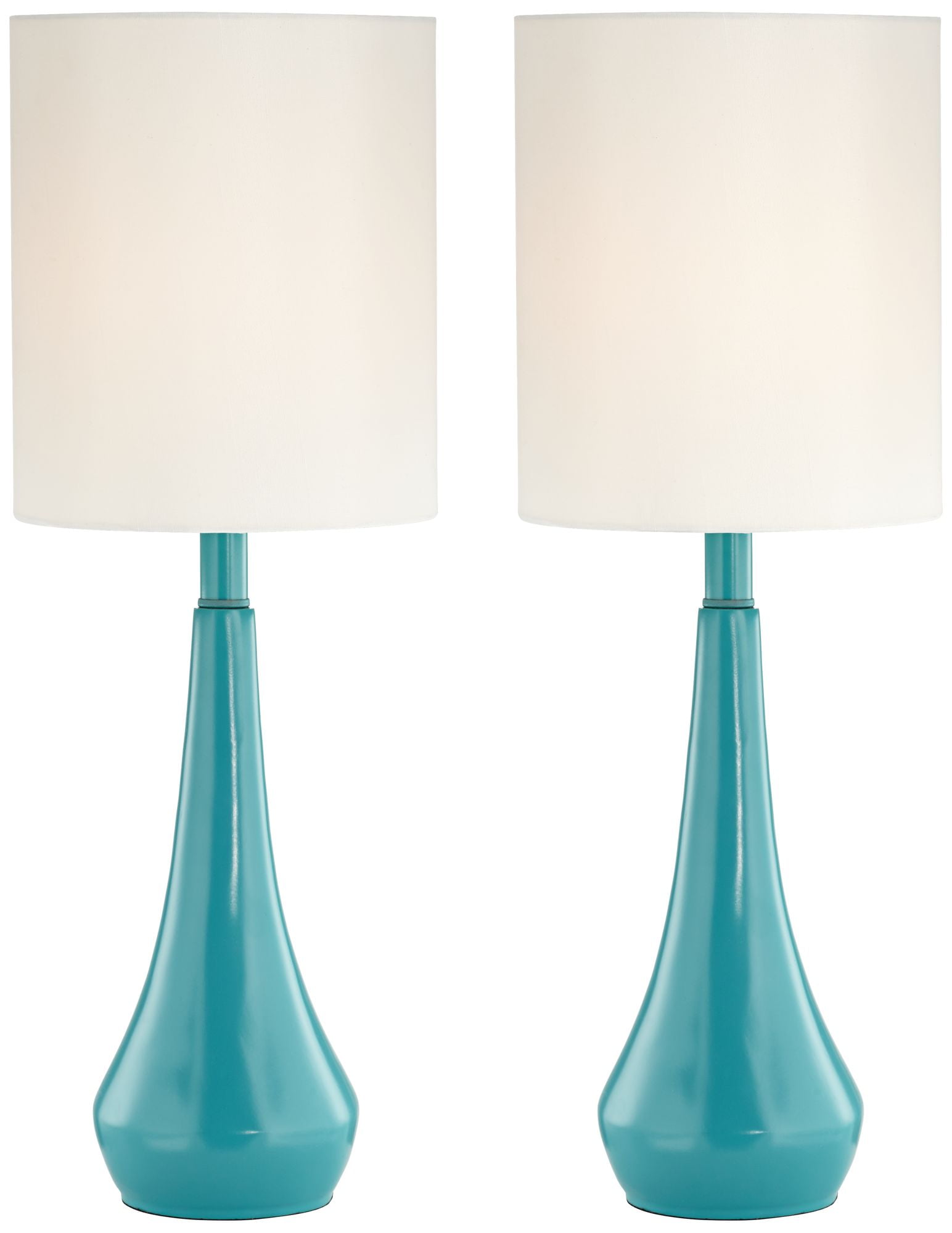 Capri Blue Ceramic Table Lamps Set with White Shades