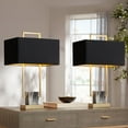 thumbnail image 1 of 360 Lighting Carl 24 3/4" High Modern Table Lamps Set of 2 Gold Finish Metal Living Room Bedroom Bedside Nightstand Black Shade, 1 of 9