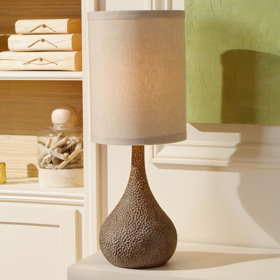 360 Lighting Chalane Rustic Table Lamp 31 1/4" Tall Antique Bronze Hammered Gourd Natural Linen Cylinder Shade for Bedroom Living Room Bedside Office