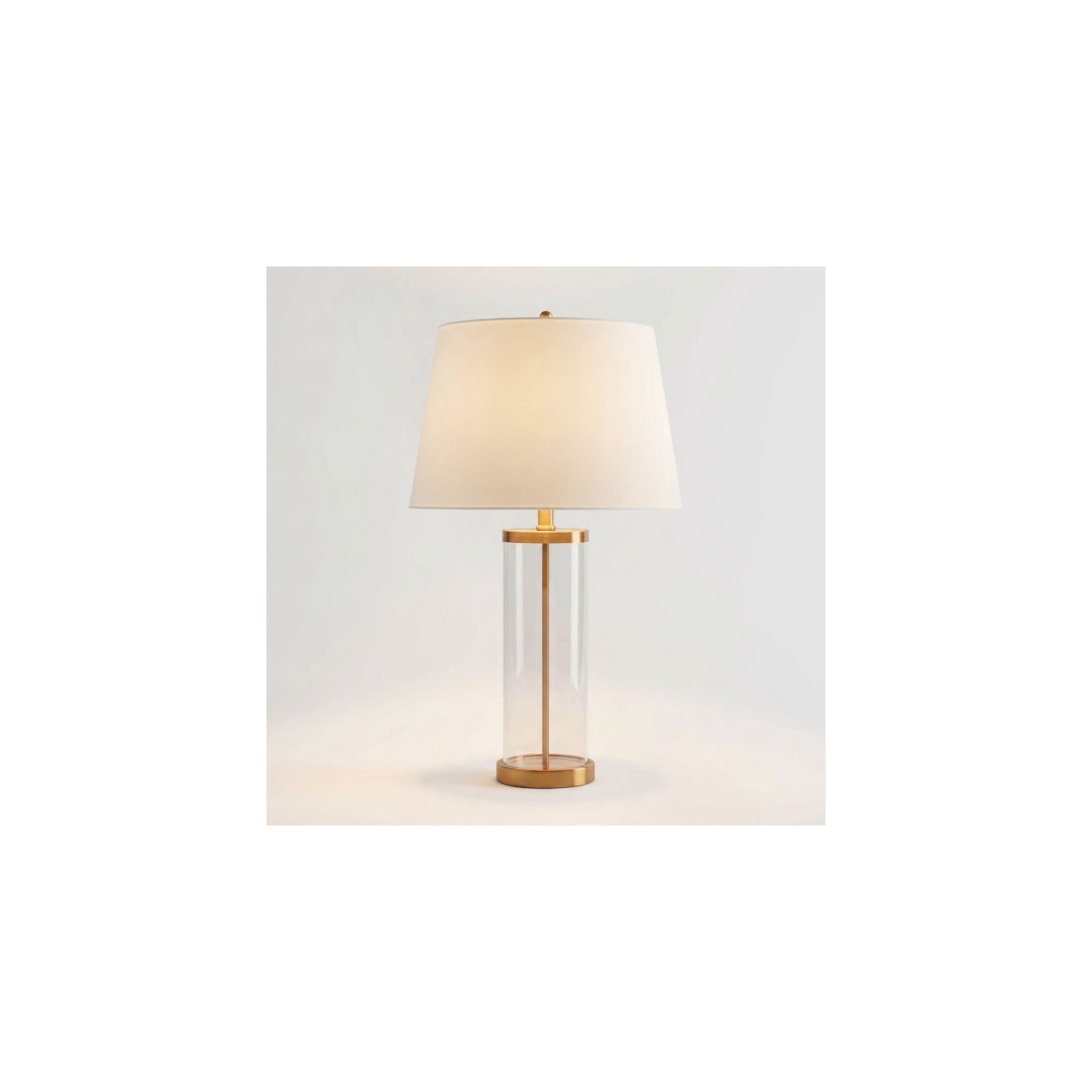 360 Lighting Coastal Table Lamp 26" High Glass Cylinder Gold Fillable White Drum Shade for Living Room Family Bedroom Bedside Nightstand