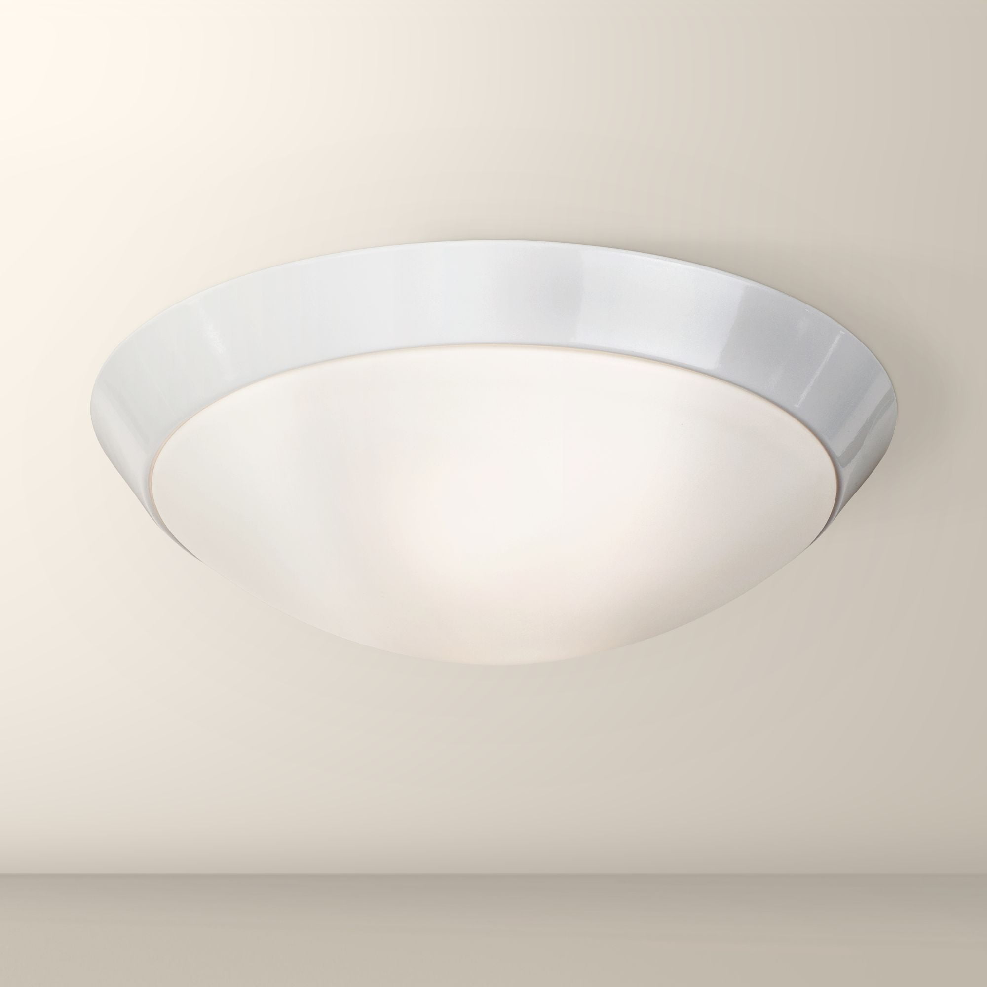 Modern Frosted Glass 13" White Flush Mount Ceiling Bowl