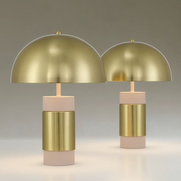 360 Lighting Delia 16" High Antique Brass Mushroom Accent Table Lamp Set of 2
